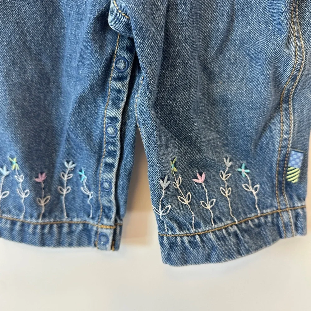 VTG Gymboree Rainbow Label 1999 12-18 Months Girls Embroidered Overalls XX-SMALL